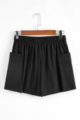 Black Cargo Pocket Elastic Waist Active Casual Skort