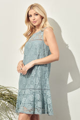 Short Sleeveless Drop Waist Crochet Dress