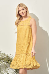 Short Sleeveless Drop Waist Crochet Dress