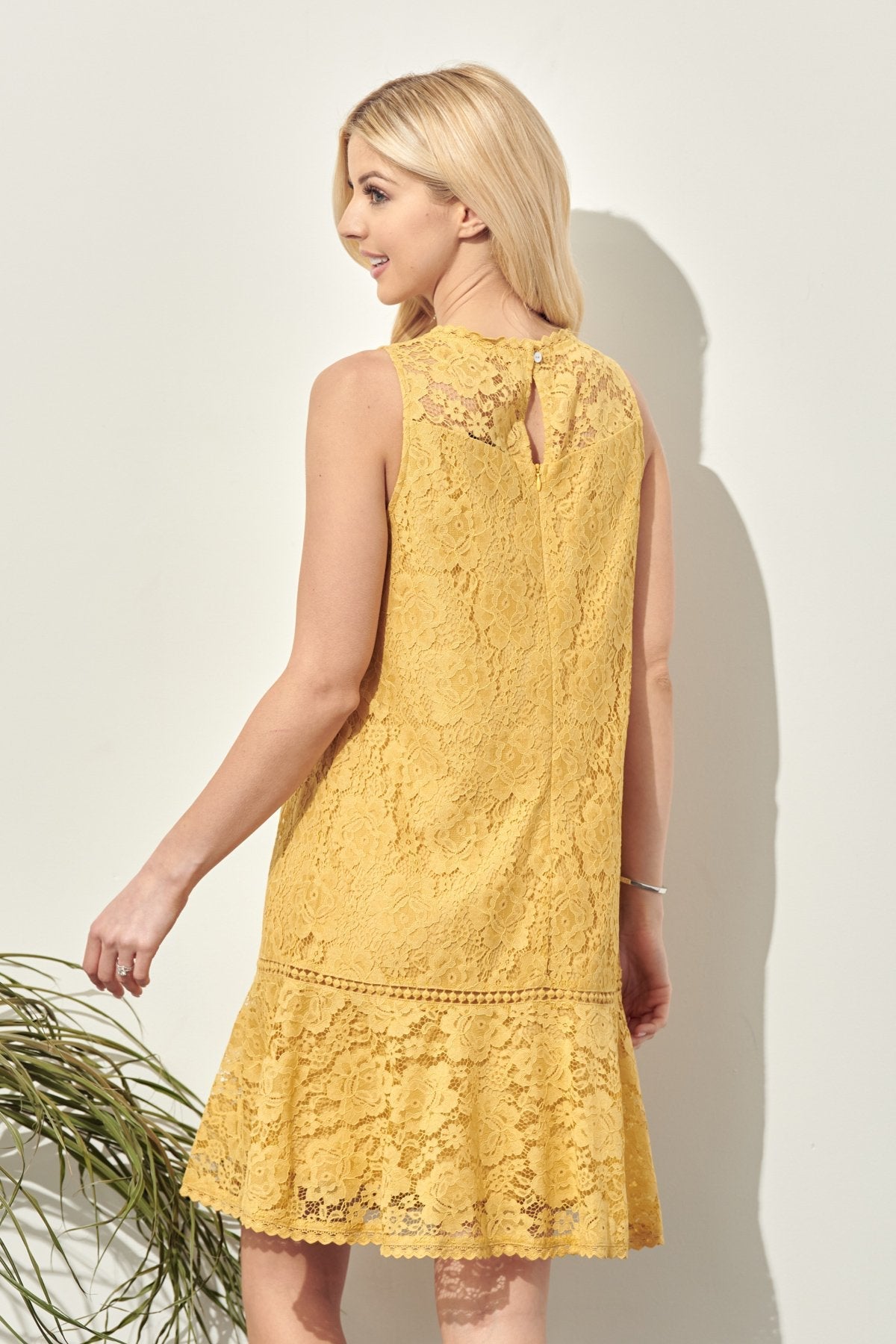 Short Sleeveless Drop Waist Crochet Dress