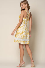 Short Sleeveless Button Floral Dress