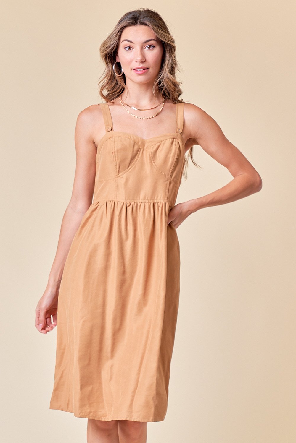 Sleeveless Side Pocket Buster Midi Dress