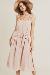 Sleeveless Ruffle Strap Midi Dress