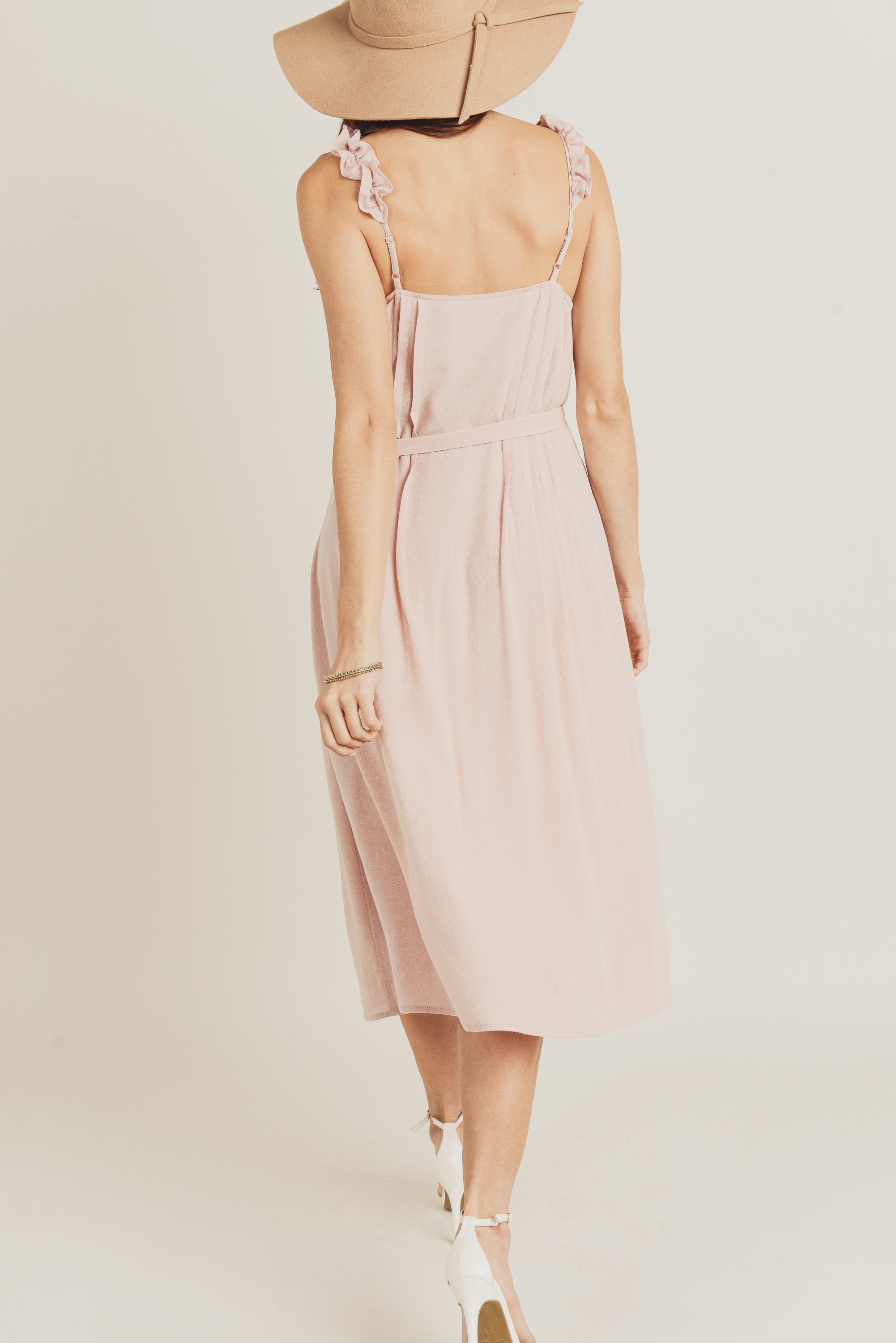 Sleeveless Ruffle Strap Midi Dress