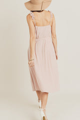 Sleeveless Ruffle Strap Midi Dress