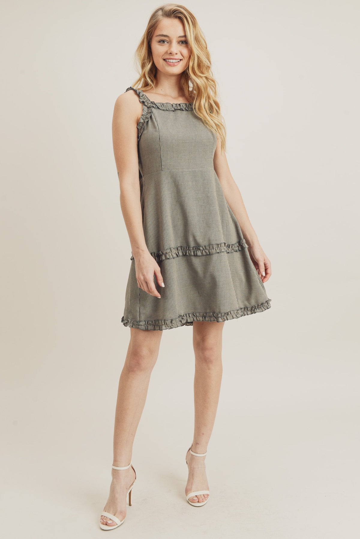 Short Sleeveless Frilled Dress