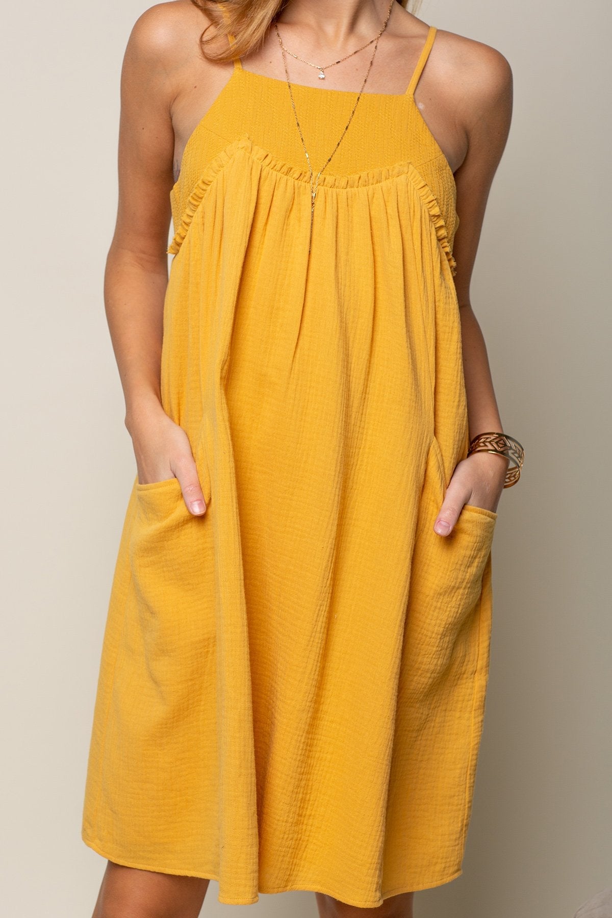 Short Embroidered York Gauze Sur Dress