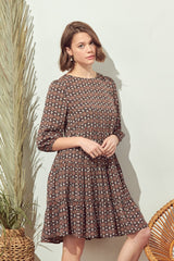 Short Boho Bubble Sleeve Tiered Dress