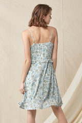 Short Spaghetti Strap Cinched Bodice Floral Dress