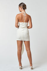 Short Halter Neck Velvet Mini Dress