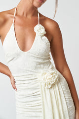 Short Halter Neck Velvet Mini Dress