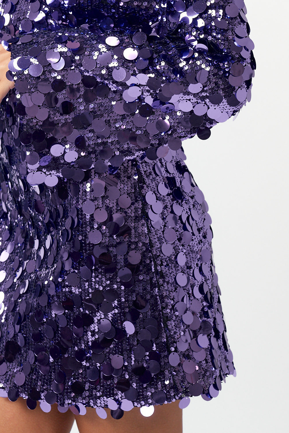 Short Sequin Bell Long Sleeve Mini Dress