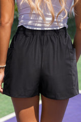 Black Cargo Pocket Elastic Waist Active Casual Skort